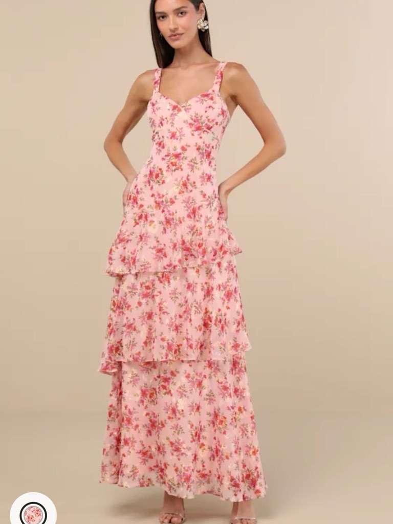 Lulu's Pink Floral Maxi Dress (Brand New)